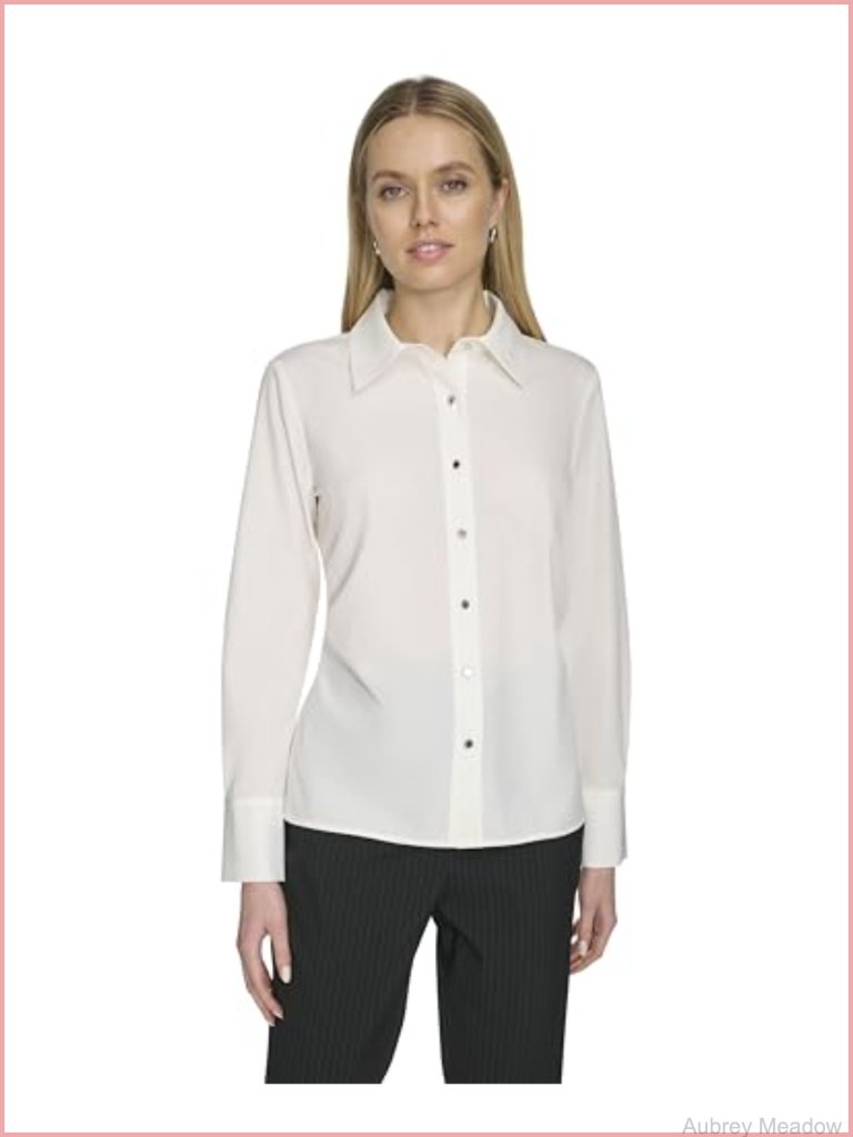 Collared Long Sleeve Button Down Blazer With Stretch